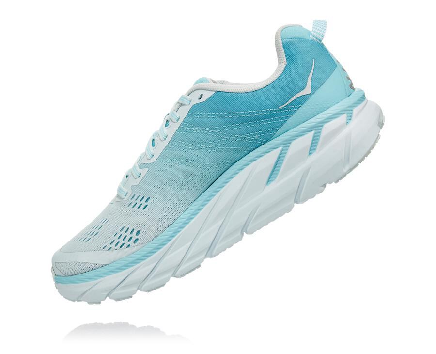 Hoka One One Bezecke Topanky Damske Modre/Biele - Clifton 6 - 73562-LQOR